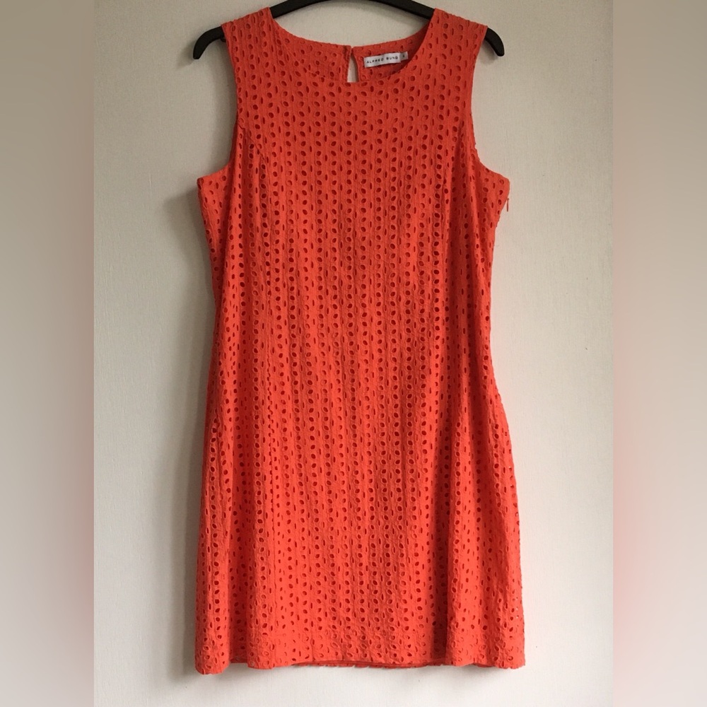 Alfred Sung Orange Eyelet Dress Size 8
